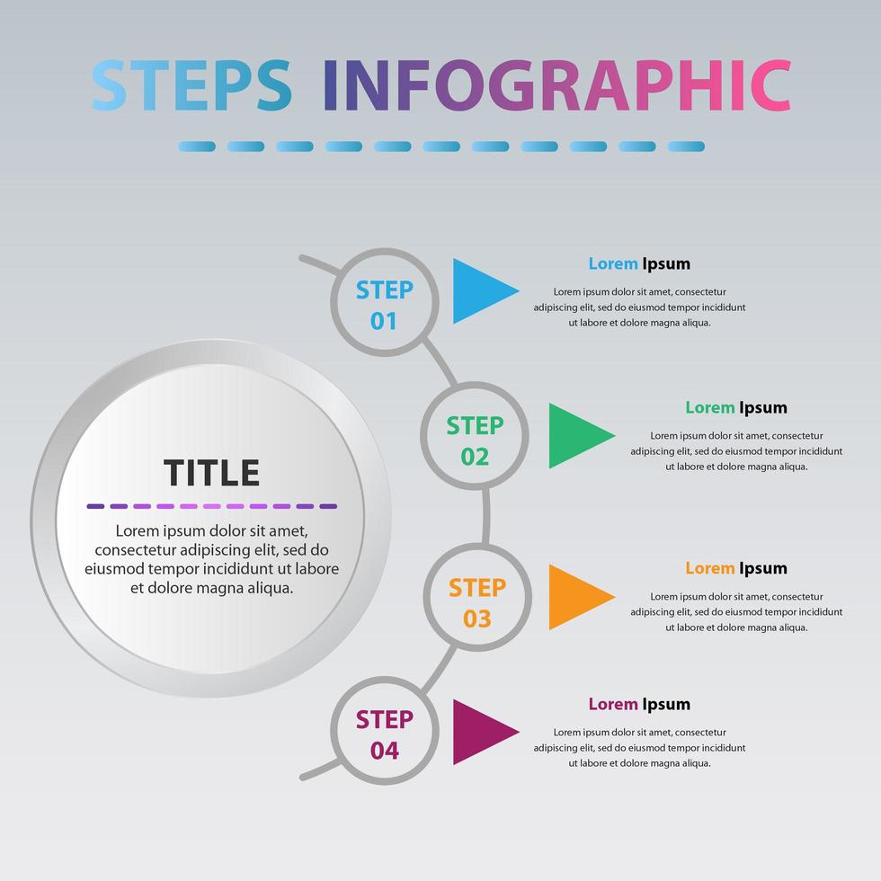 Infográfico de círculo moderno com 4 etapas. círculo gráfico infográfico com 4 opções. vetor