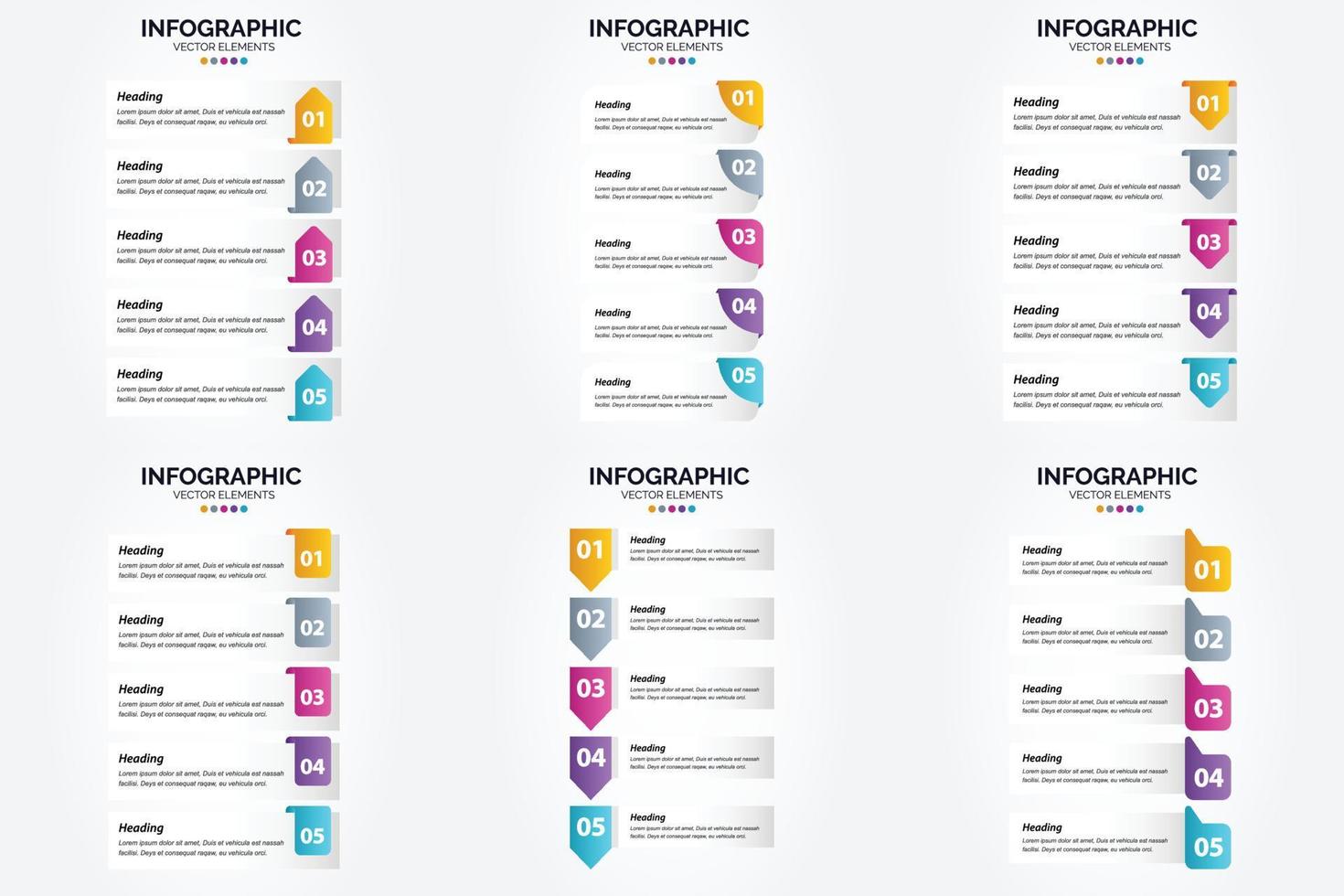 conjunto de design plano de infográficos de ilustração vetorial para folheto publicitário e revista vetor