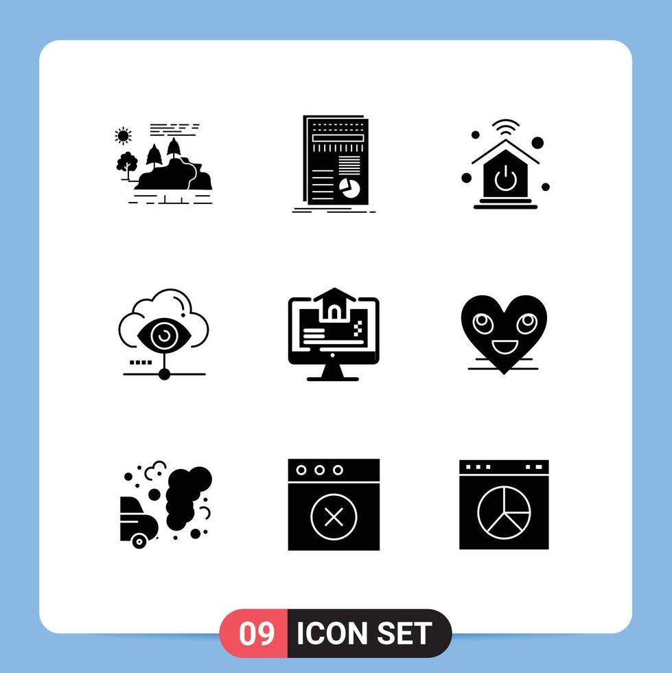 conjunto de 9 sinais de símbolos de ícones de interface do usuário modernos para compartilhar visão de relatório visão internet das coisas elementos de design de vetores editáveis