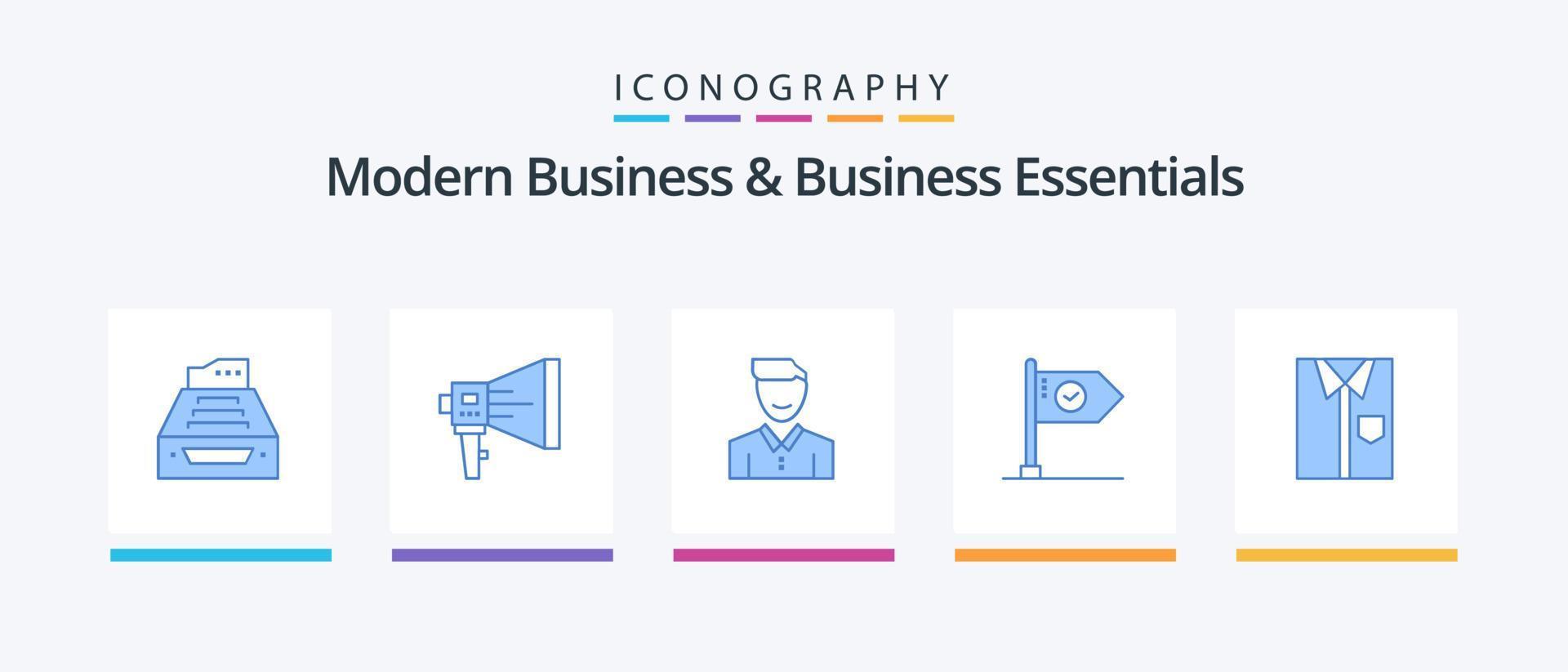pacote de ícones de negócios modernos e fundamentos de negócios azul 5, incluindo feliz. cliente. digital. avatar. alto falante. design de ícones criativos vetor