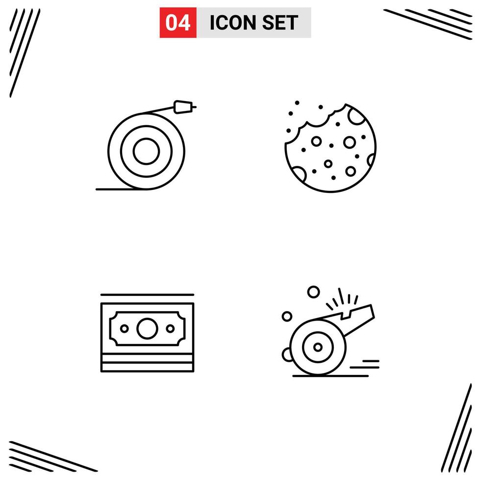 pacote de ícones de vetores de estoque de 4 sinais e símbolos de linha para elementos de design de vetores editáveis de motivação de sobremesa de água em dólar curvo