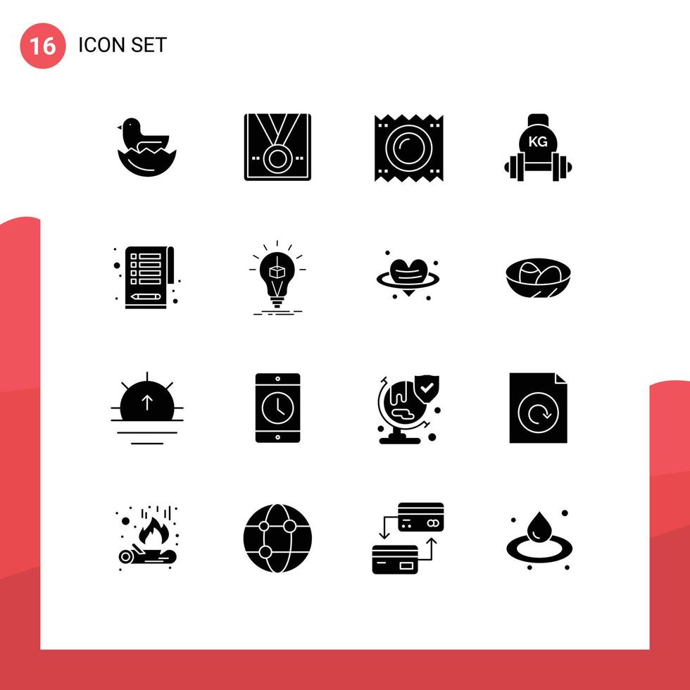 conjunto de 16 sinais de símbolos de ícones de interface do usuário modernos para equipamento de peso preservativo haltere gravidez elementos de design de vetores editáveis