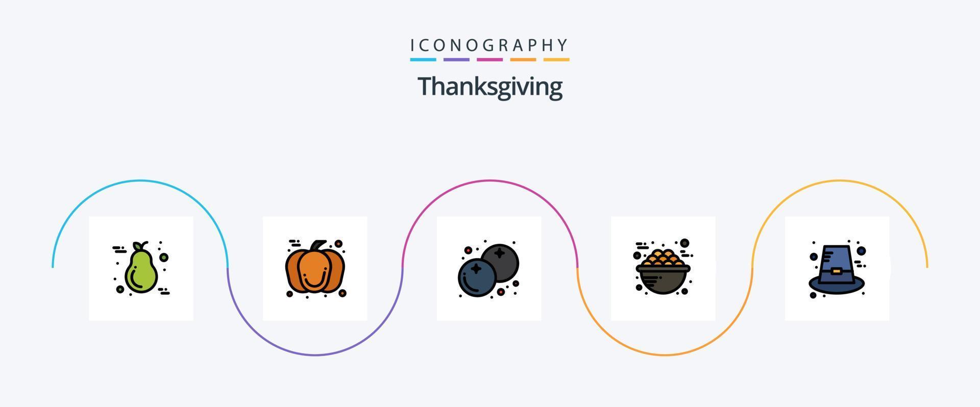 linha de ação de graças cheia de pacote de 5 ícones planos, incluindo comida. mingau. dia. Comida. Ação de graças vetor