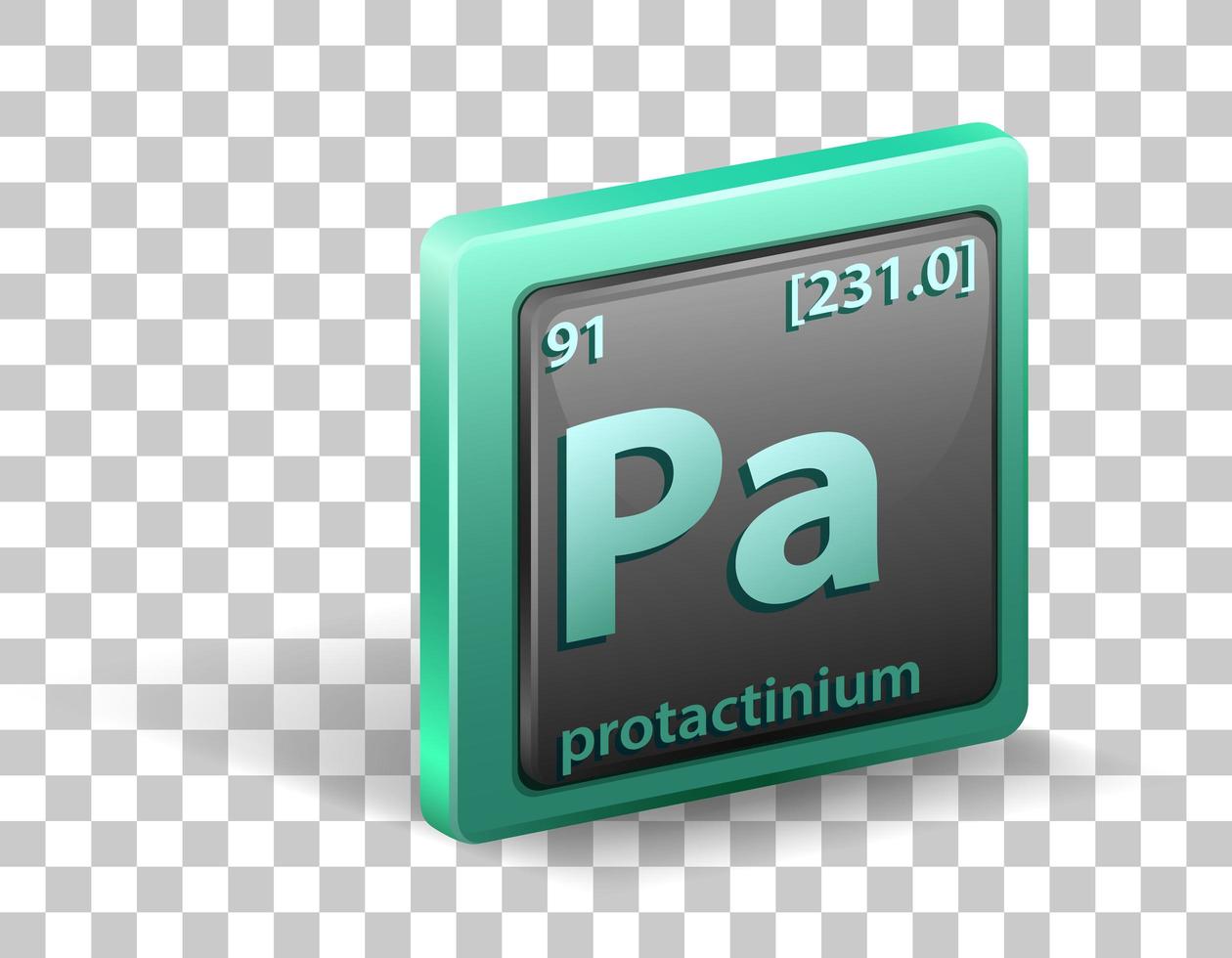 elemento químico protactínio. símbolo químico com número atômico e massa atômica. vetor