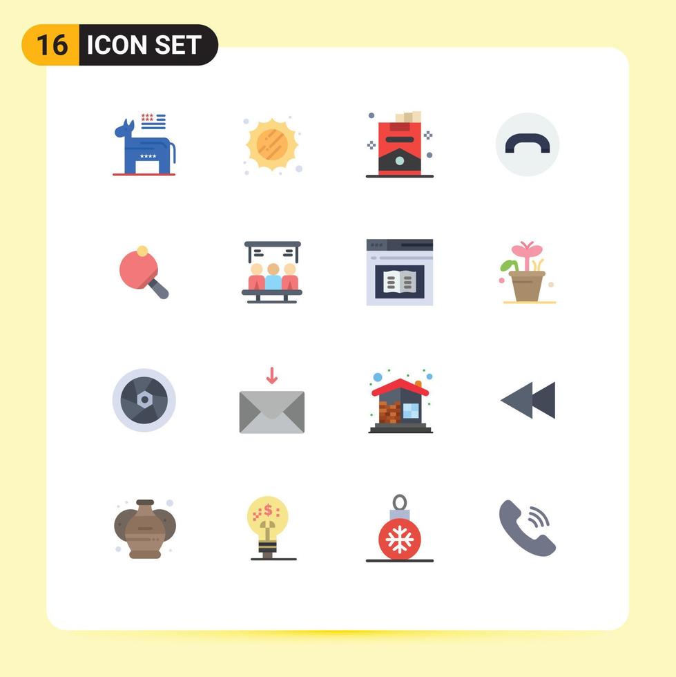 conjunto de 16 símbolos de ícones de interface do usuário modernos sinais para símbolo de fumo de burro pacote editável de declínio do tempo de elementos de design de vetores criativos