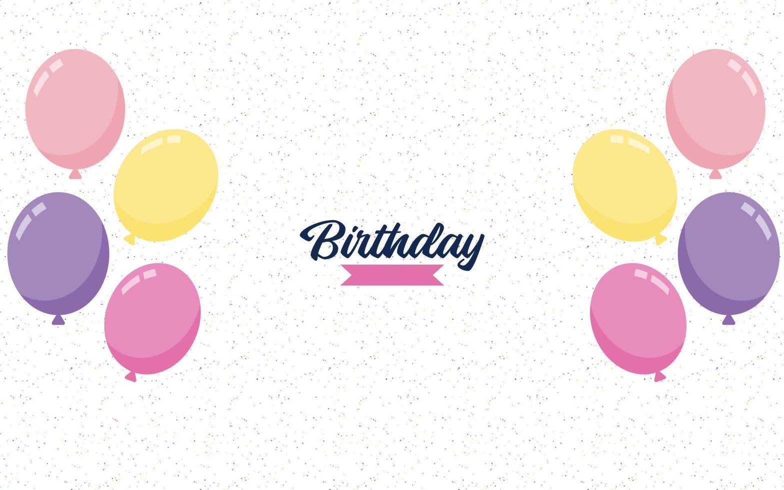 banner de texto de letras de feliz aniversário com fundo de balão vetor