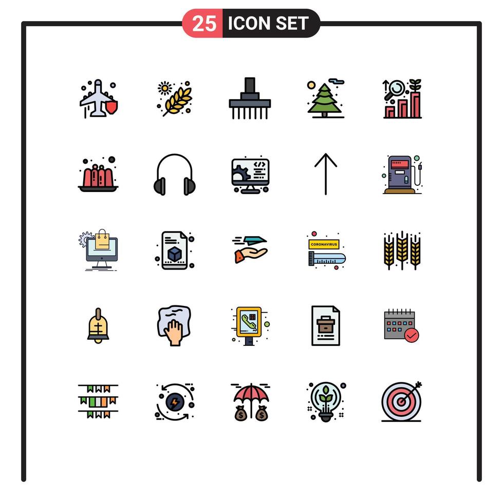 conjunto de 25 sinais de símbolos de ícones de interface do usuário modernos para análise de árvore combinam elementos de design de vetor editável de trator de planta