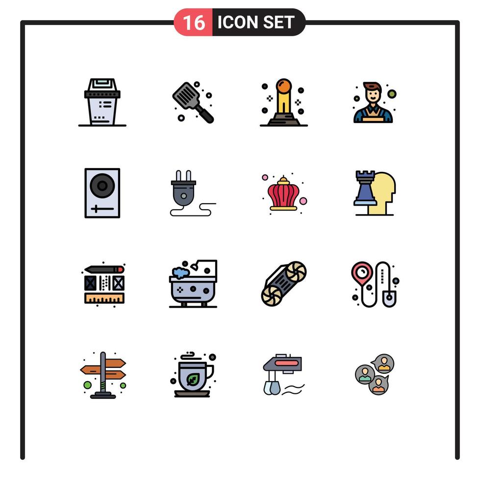 16 ícones criativos sinais modernos e símbolos do dj console espátula decorador de parede elementos de design de vetores criativos editáveis