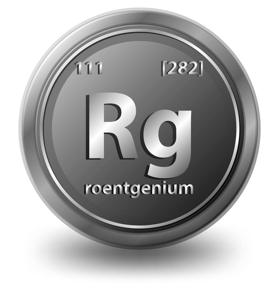 elemento químico roentgênio. símbolo químico com número atômico e massa atômica. vetor