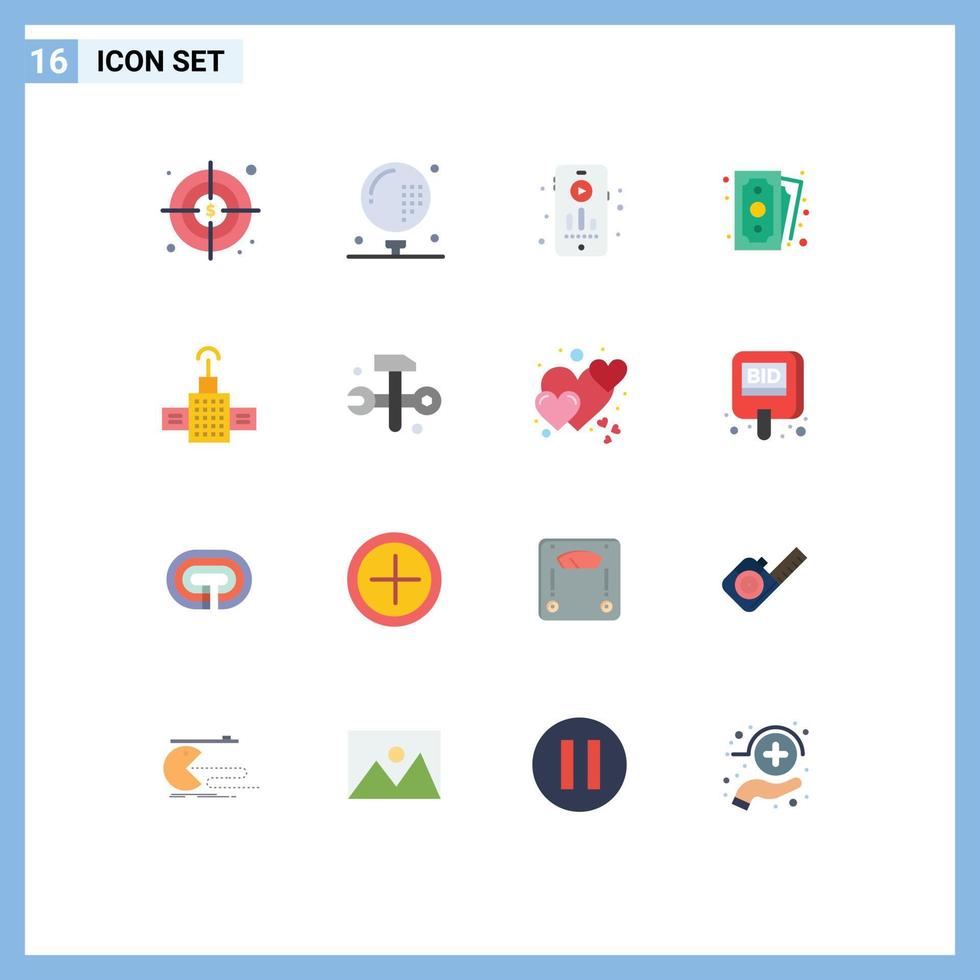 pacote de interface do usuário de 16 cores planas básicas de atividades de hobbies de negócios jogo em dinheiro pacote editável de elementos de design de vetores criativos