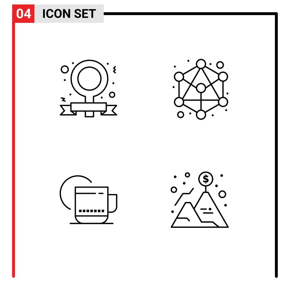 grupo de símbolos de ícone universal de 4 cores planas de linhas preenchidas modernas de banner hotel rede feminista realização de elementos de design de vetores editáveis