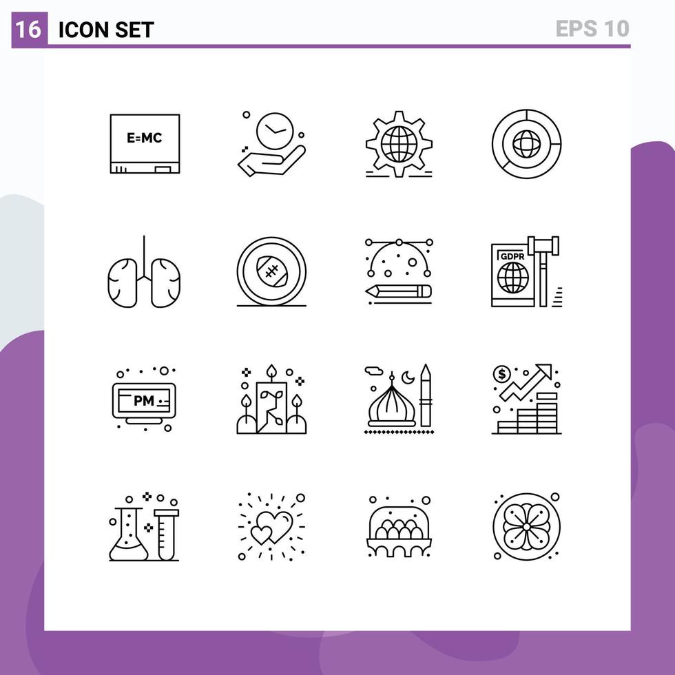 pacote de esboço de 16 símbolos universais de engrenagem de marketing de biologia elementos de design de vetores editáveis de finanças de negócios