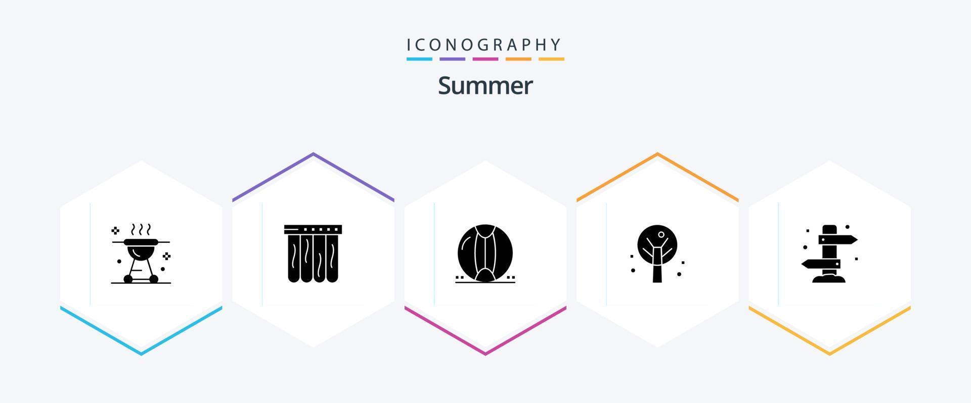 pacote de ícones de 25 glifos de verão, incluindo férias. árvore. bola. verão. verão vetor
