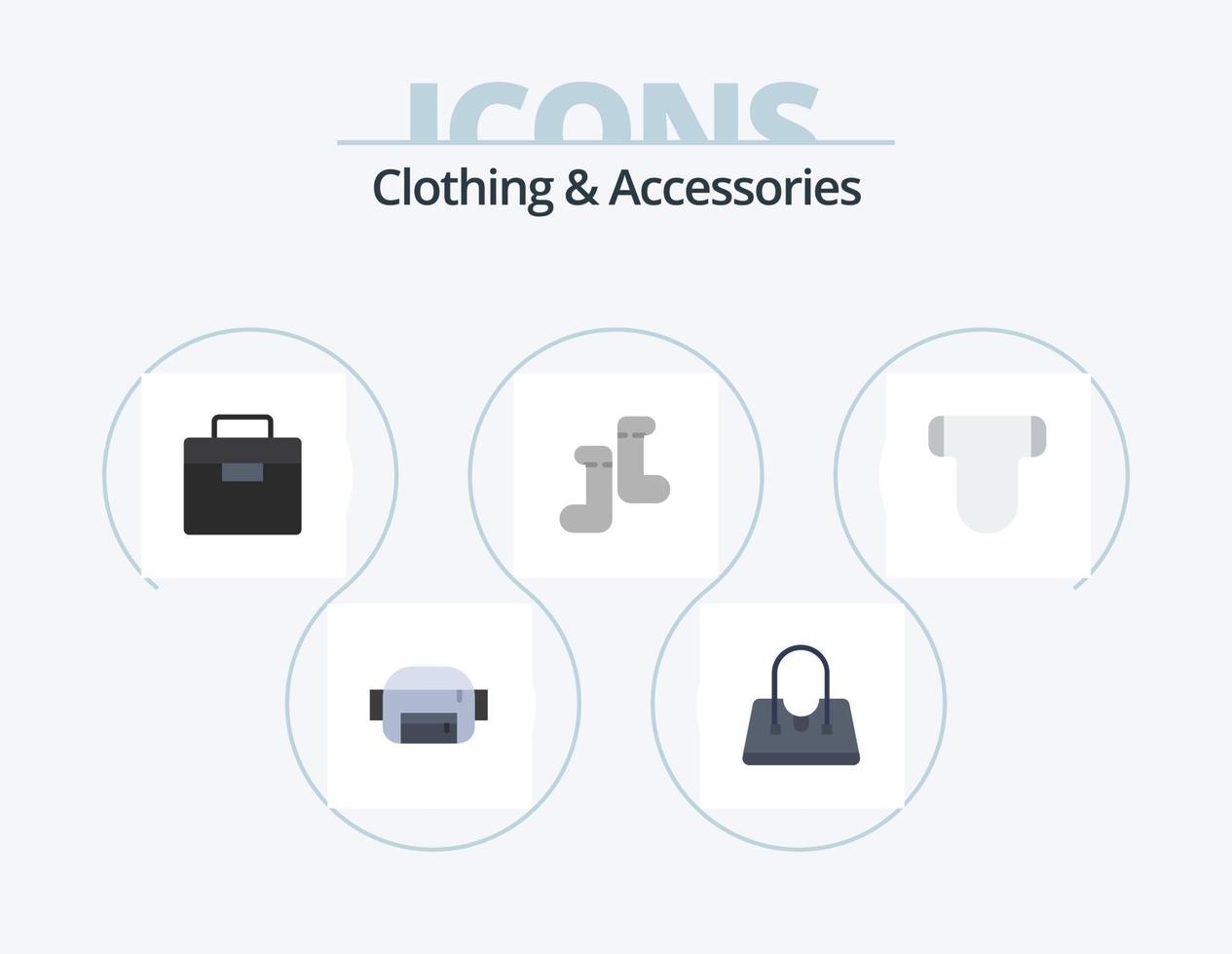 roupas e acessórios plana icon pack 5 design de ícone. . . Caixa de ferramentas. pampers. cuecas vetor