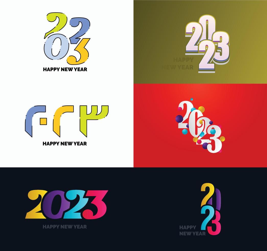 grande conjunto de design de texto de logotipo de feliz ano novo de 2023 modelo de design de número de 2023 vetor