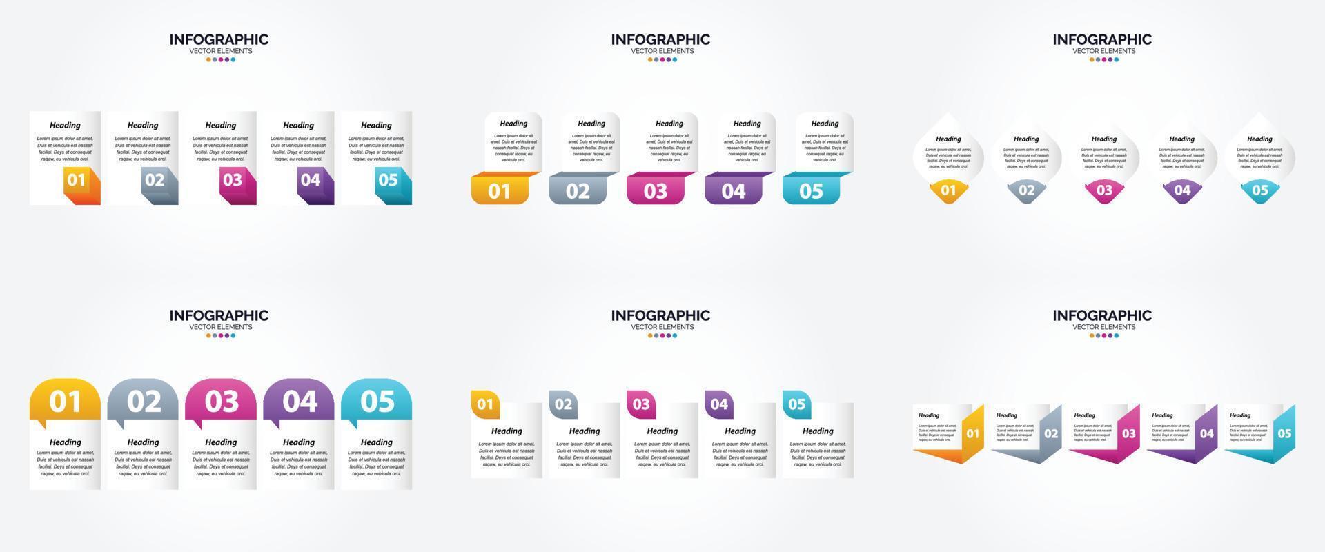 conjunto de design plano de infográficos de ilustração vetorial para folheto publicitário e revista vetor