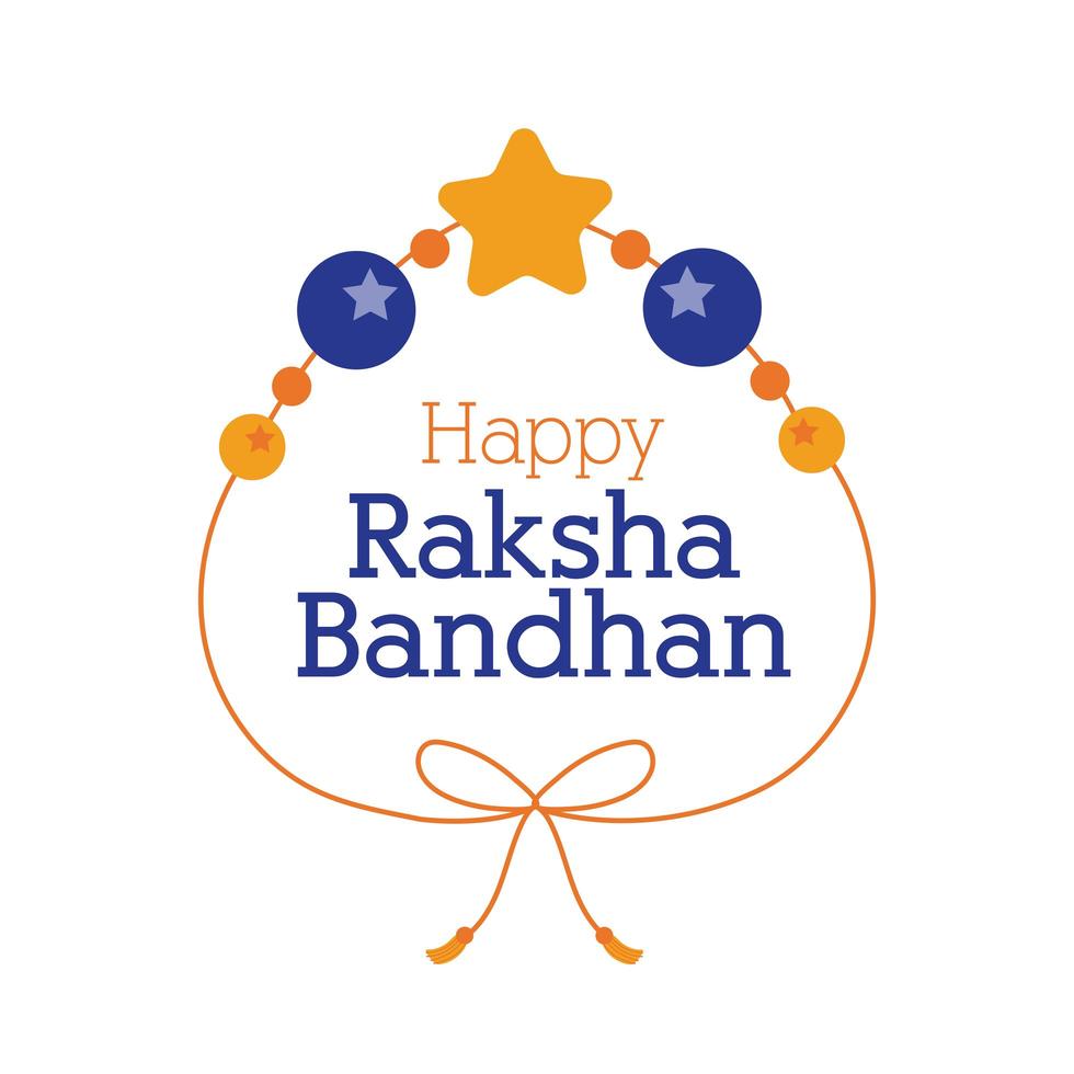 pulseira raksha bandhan feliz com bolas e estilo simples estrela vetor