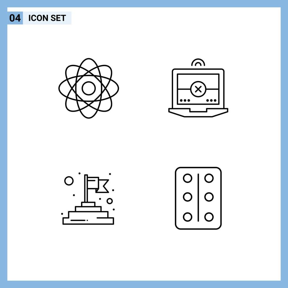 4 ícones criativos sinais modernos e símbolos de elementos de design de vetores editáveis de remédio cruzado de laboratório de sucesso atômico
