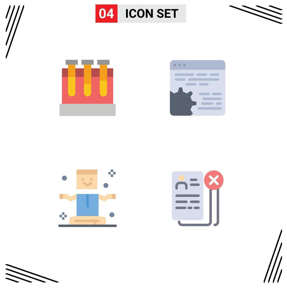 conjunto de 4 pacotes de ícones planos comerciais para educação de entretenimento de laboratório elementos de design de vetores editáveis de levitação de engrenagem