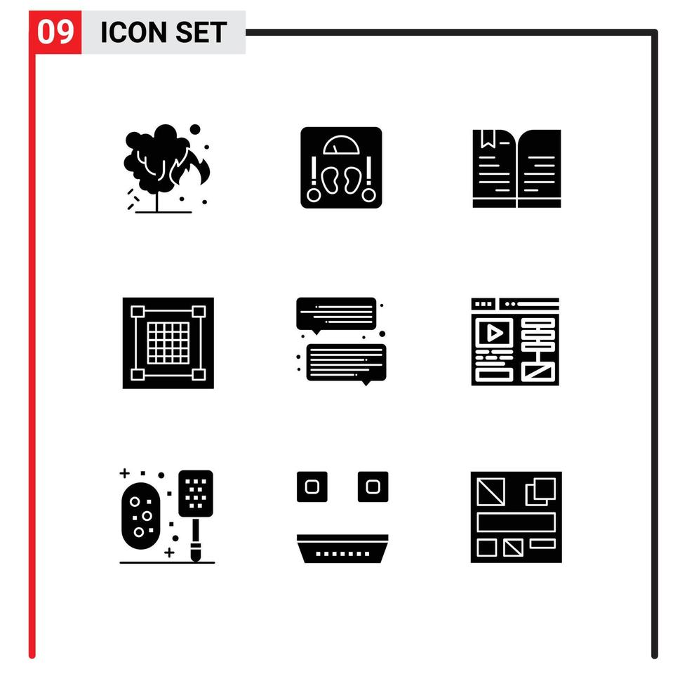 conjunto de 9 sinais de símbolos de ícones de interface do usuário modernos para gráfico de bate-papo de volta às aulas designer criativo elementos de design de vetores editáveis