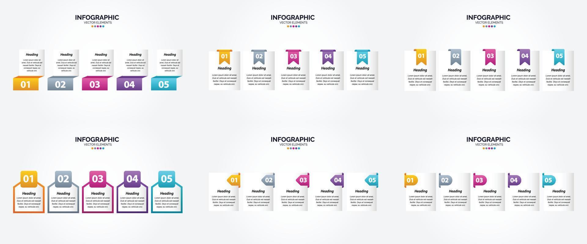 conjunto de design plano de infográficos de ilustração vetorial para folheto publicitário e revista vetor