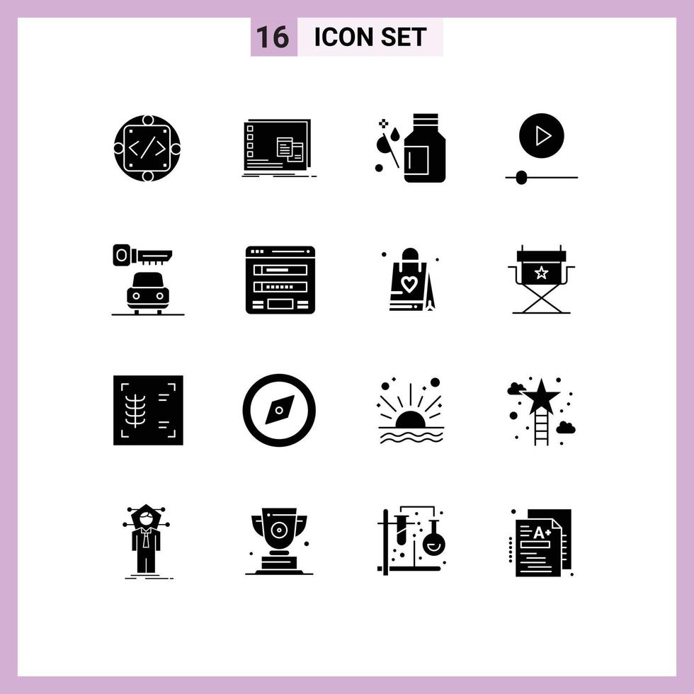 16 ícones criativos sinais e símbolos modernos de dispositivos de jogador os elementos de design de vetor editável de saúde de medicina
