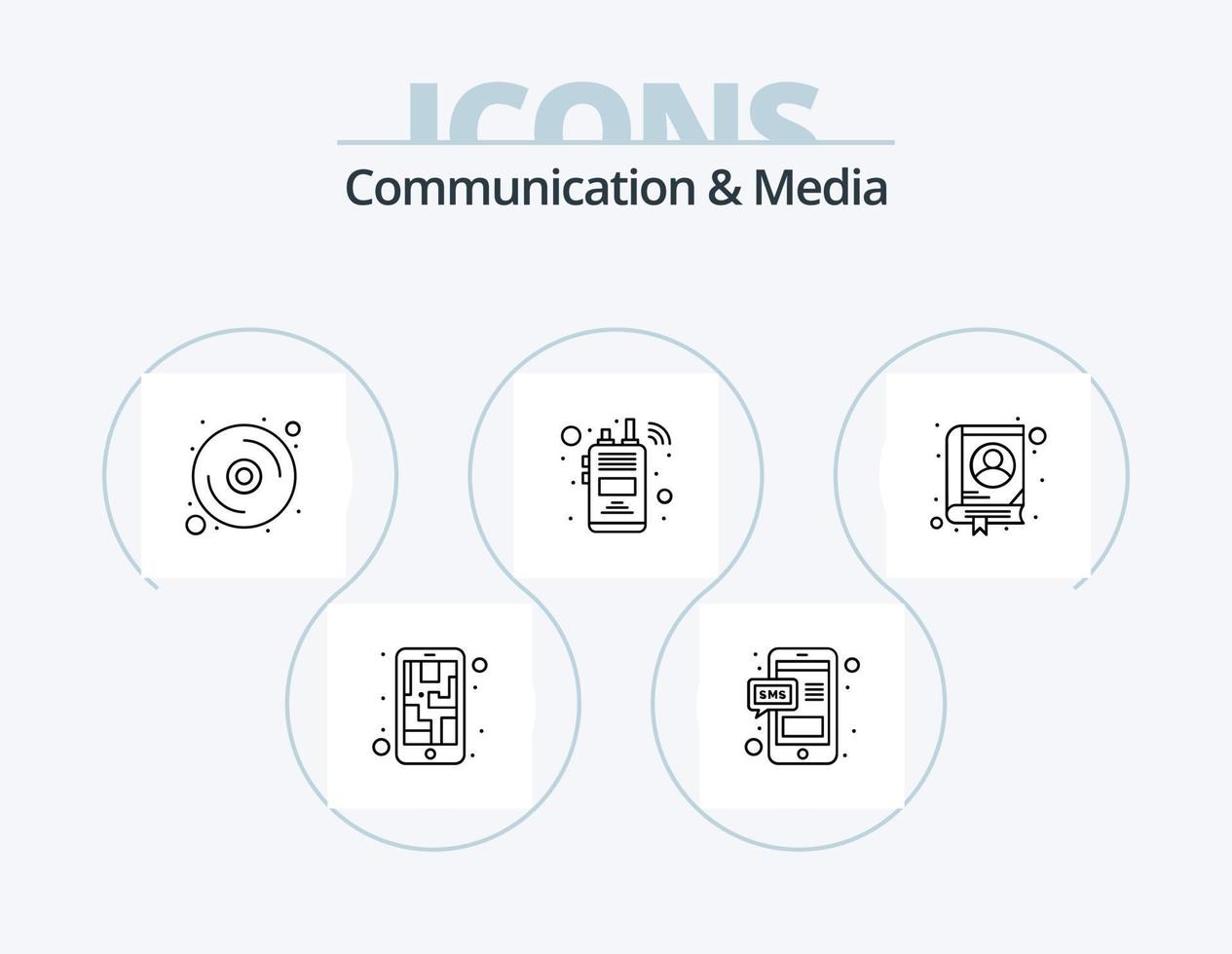 design de ícones do pacote de ícones de linha de comunicação e mídia 5. foto. walkie-talkie. mensagem. rádio. comunicação vetor