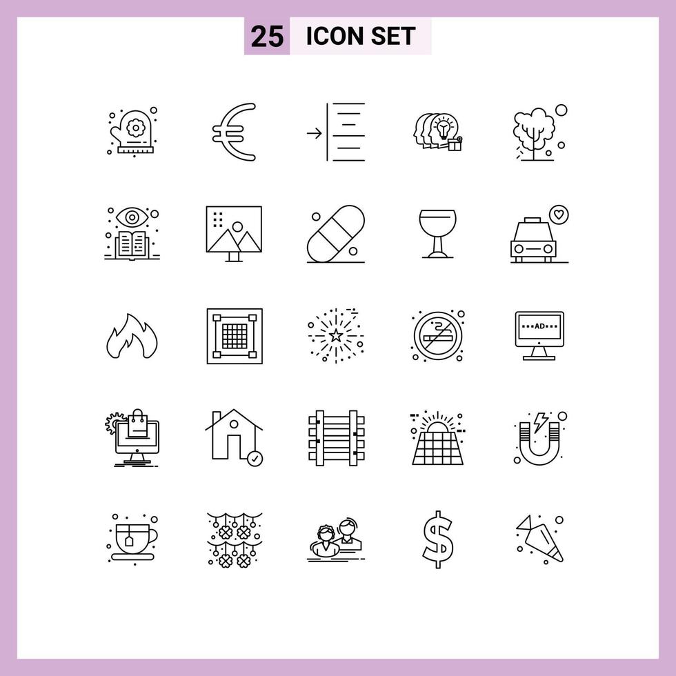 conjunto de 25 sinais de símbolos de ícones de interface do usuário modernos para aquecimento de texto de solo equipe global elementos de design de vetores editáveis