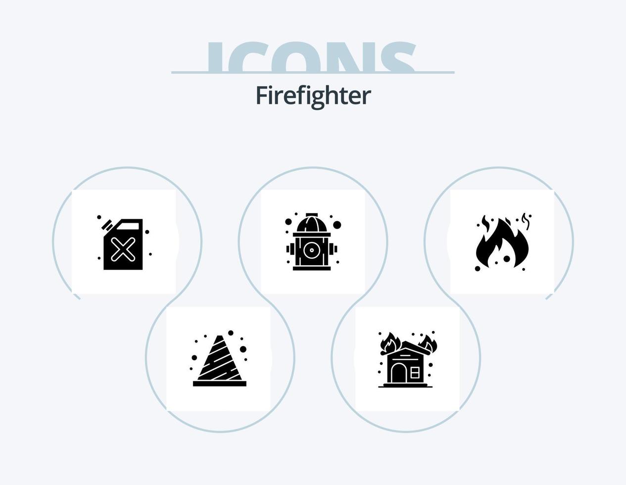 pacote de ícones de glifo de bombeiro 5 design de ícone. chama. perigo. Quartel de bombeiros. agua. fogo vetor