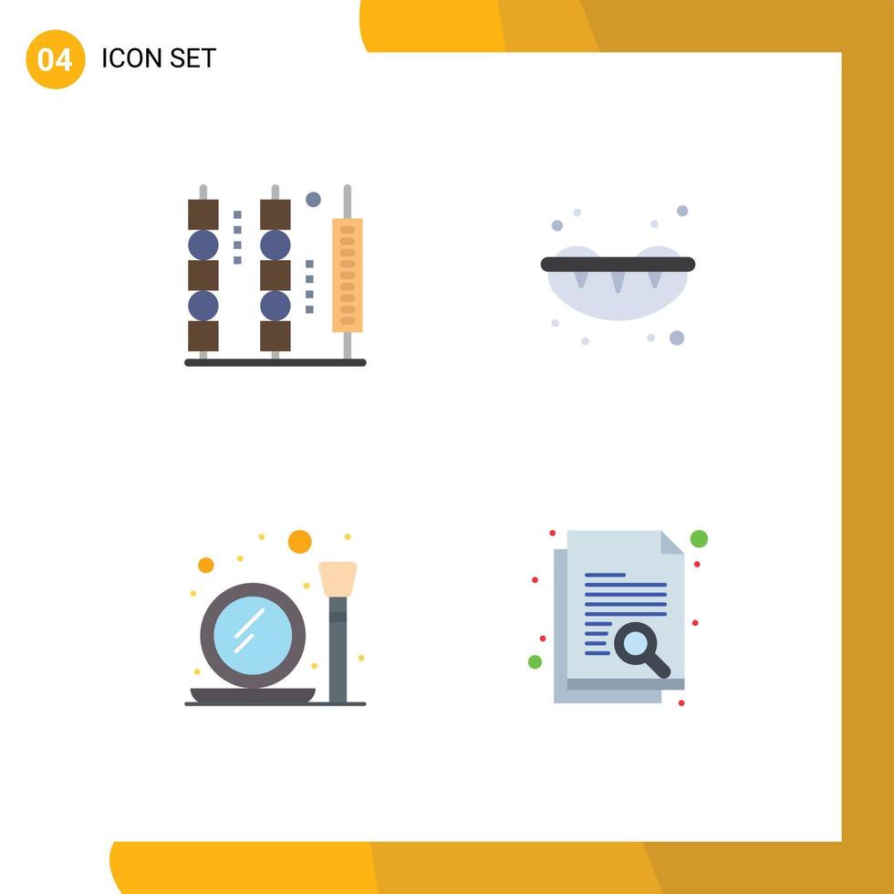 pacote de interface do usuário de 4 ícones planos básicos de bebidas tornam a carne doce pincel de maquiagem editável elementos de design vetorial vetor