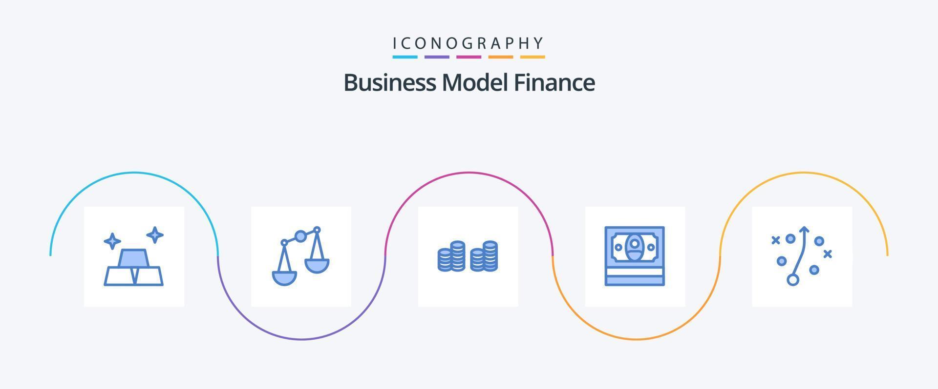pacote de ícones de finanças azul 5, incluindo . dinheiro. estratégia. gestão vetor