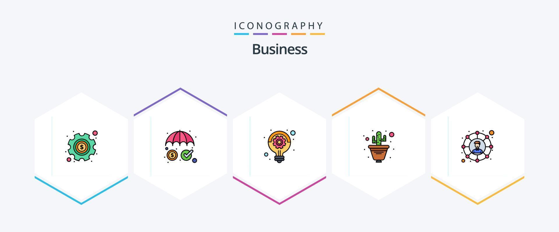 pacote de ícones de 25 linhas preenchidas de negócios, incluindo social. vaso de flores. o negócio. plantar. cacto vetor