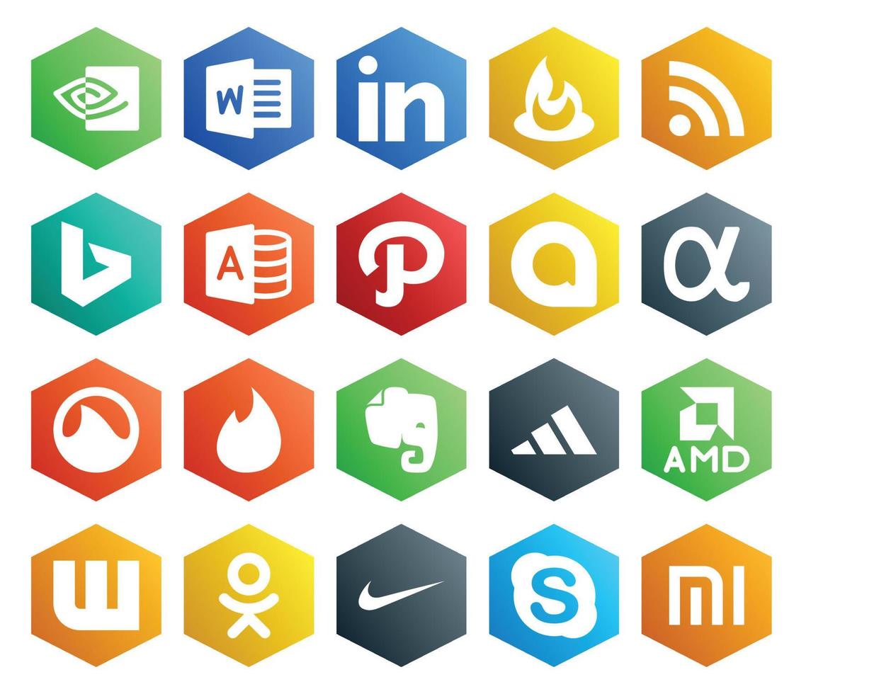 20 pacotes de ícones de mídia social, incluindo nike wattpad google allo amd evernote vetor