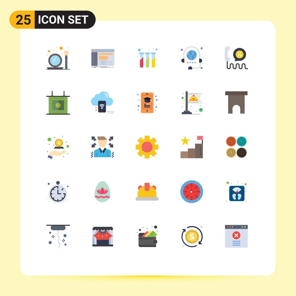 pacote de ícones vetoriais de estoque de 25 sinais e símbolos de linha para tubos de ensaio de comunicação de software de conferência global elementos de design vetorial editáveis vetor