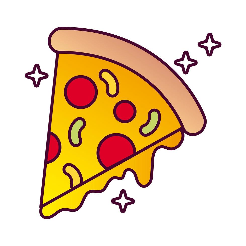 ícone de estilo detalhado de fast food de pizza italiana deliciosa vetor