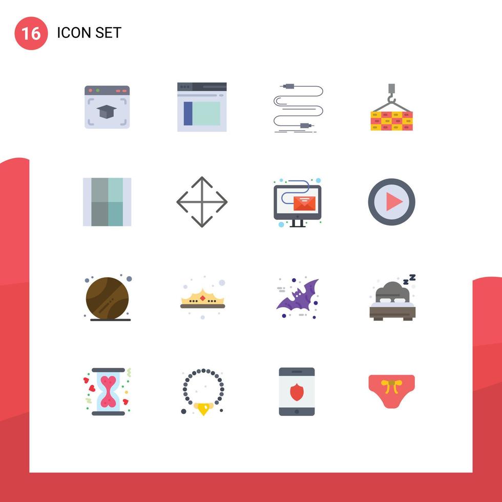 pacote de interface do usuário de 16 cores planas básicas de pacote editável de som da web de formatura de cabo da web de elementos de design de vetores criativos