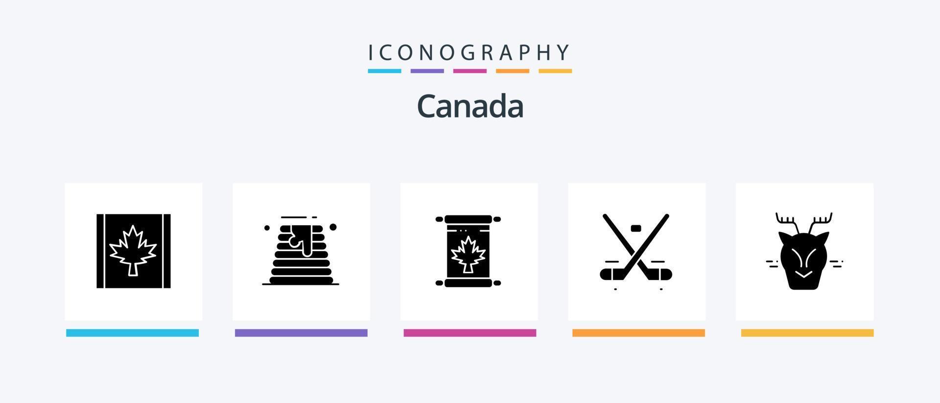 Pacote de ícones do Glifo 5 do Canadá, incluindo o Ártico. olimpíadas. outono. gelo. jogos. design de ícones criativos vetor