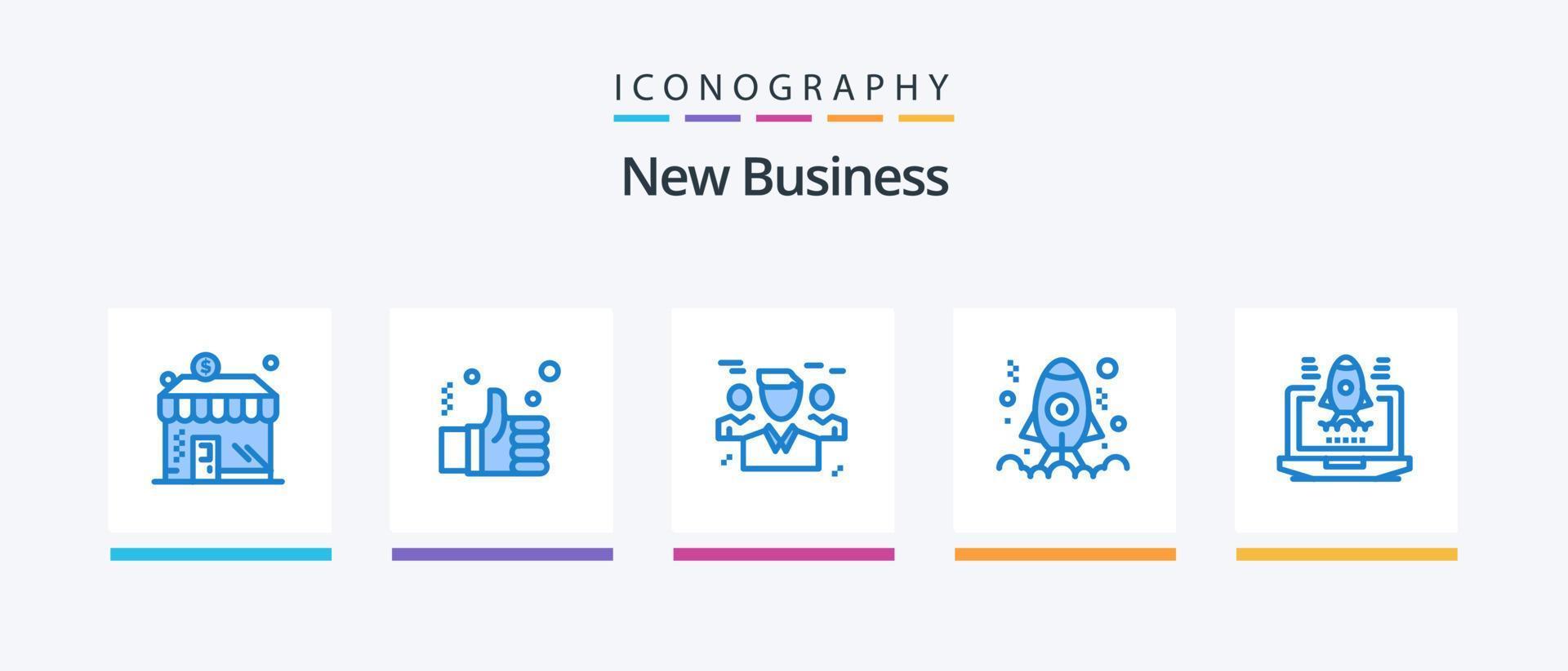 novo pacote de ícones azul 5 de negócios, incluindo o lançamento. codificação. solução. aplicativo. pessoas. design de ícones criativos vetor