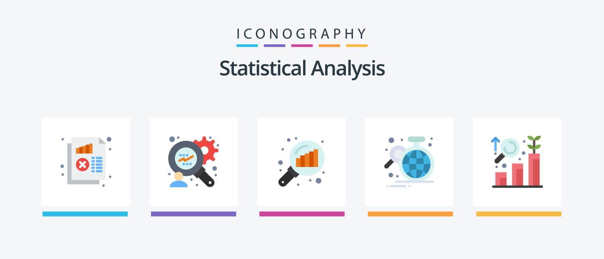pacote de ícones de 5 planos de análise estatística, incluindo análise. estatística. análise gráfica. globo. o negócio. design de ícones criativos vetor