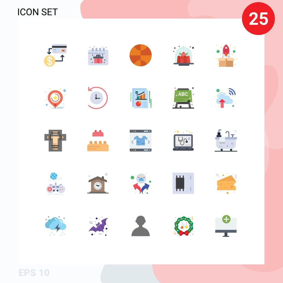 25 ícones criativos sinais modernos e símbolos de elementos de design vetoriais editáveis de bolo de comida de basquete de foguete vetor