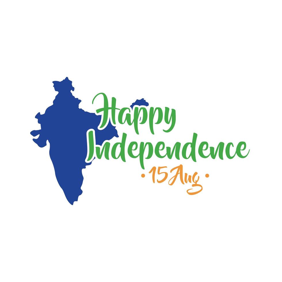celebração do dia da independência da índia com mapa em estilo simples vetor