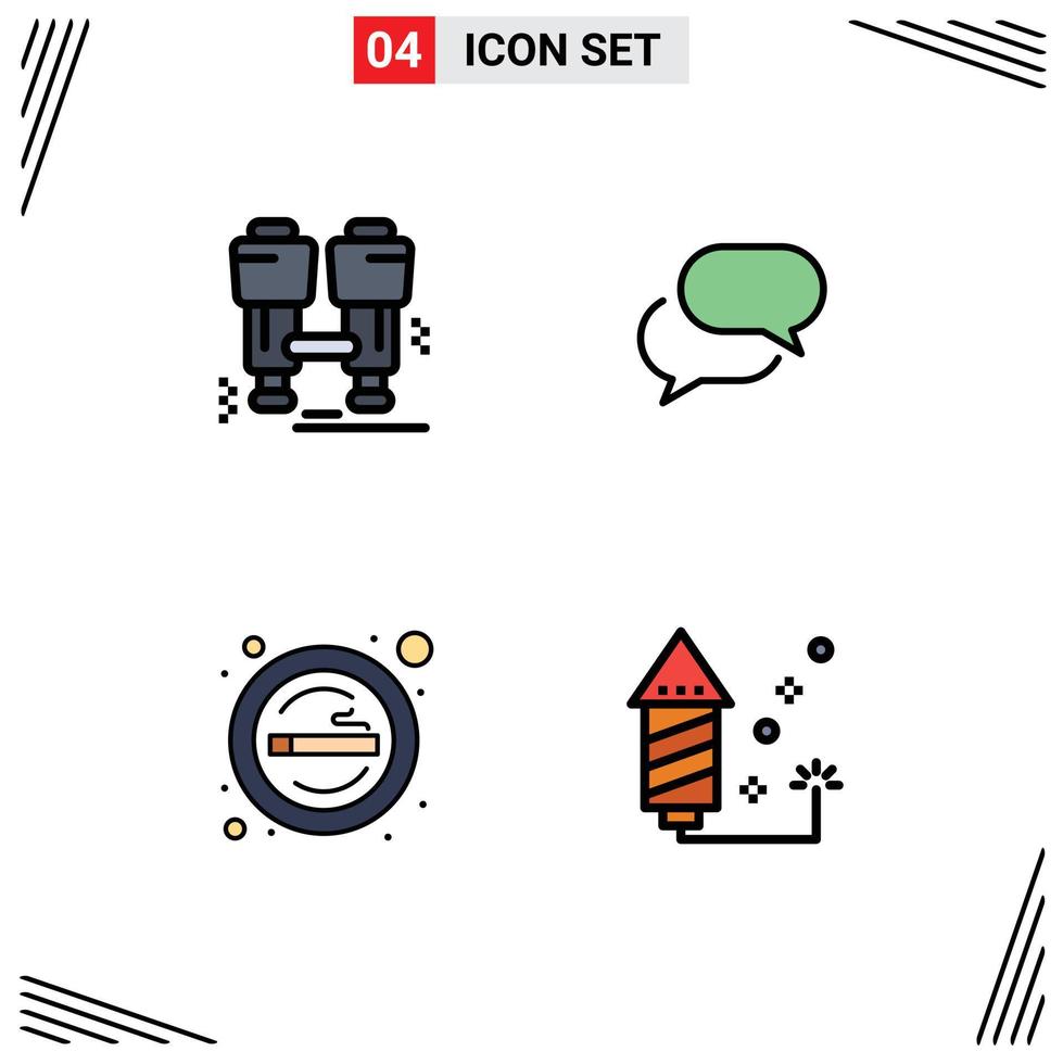 4 ícones criativos, sinais e símbolos modernos do local do acampamento encontram elementos de design vetorial editáveis por sms smoke vetor