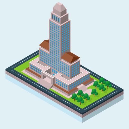 Ilustração Isométrica da Câmara Municipal de Los Angeles vetor