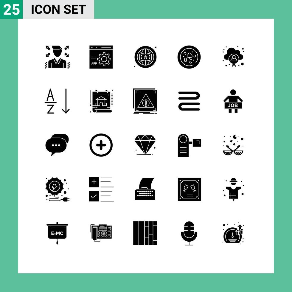 25 ícones criativos sinais e símbolos modernos de elementos de design vetoriais editáveis de pizza de marca de conta de homem vetor