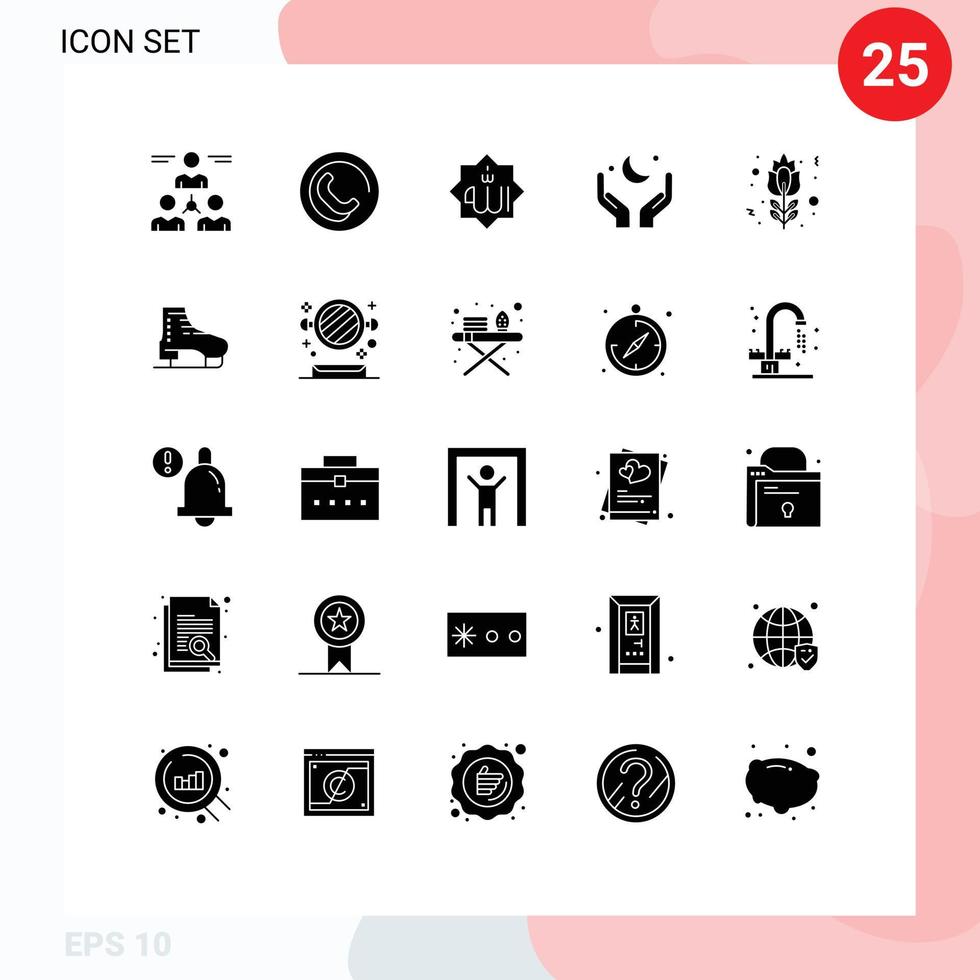 pacote de ícones vetoriais de estoque de 25 sinais e símbolos de linha para elementos de design de vetores editáveis de caligrafia de mão de eid moon allah