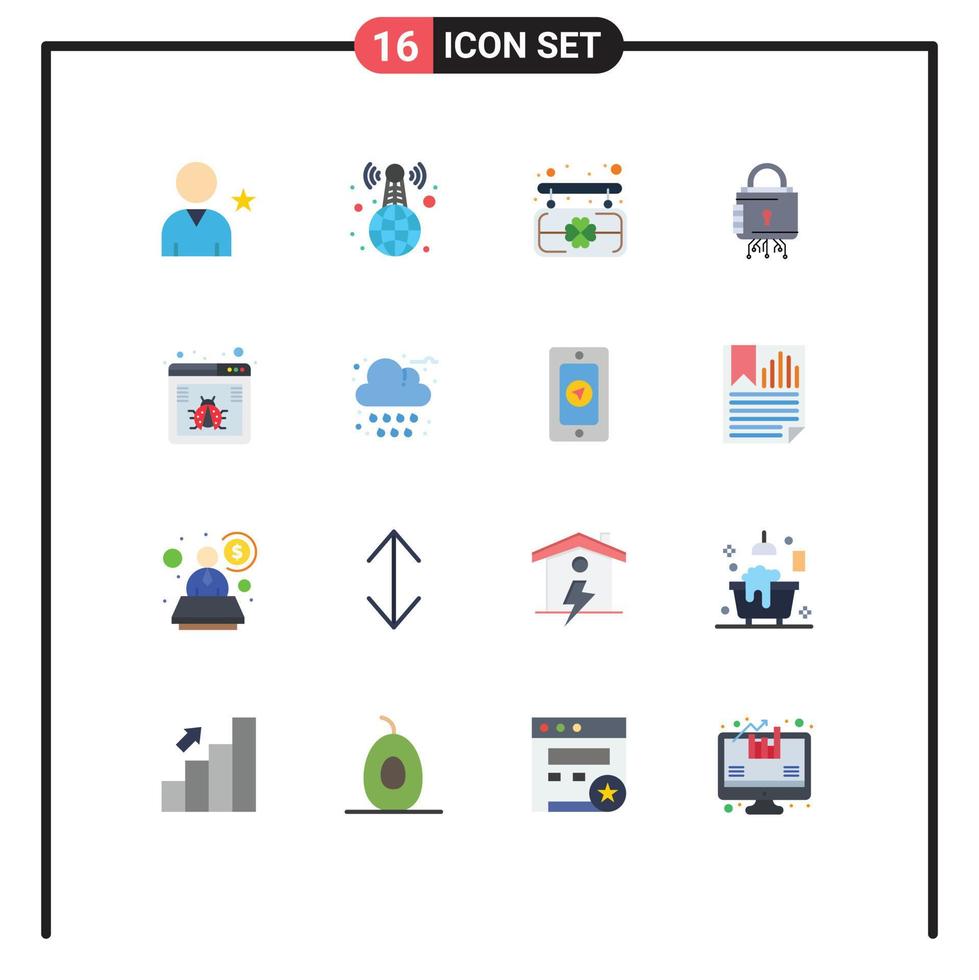 pacote de linha vetorial editável de 16 cores planas simples do usuário santo favorito pacote editável de segurança ao vivo de elementos de design vetorial criativo vetor