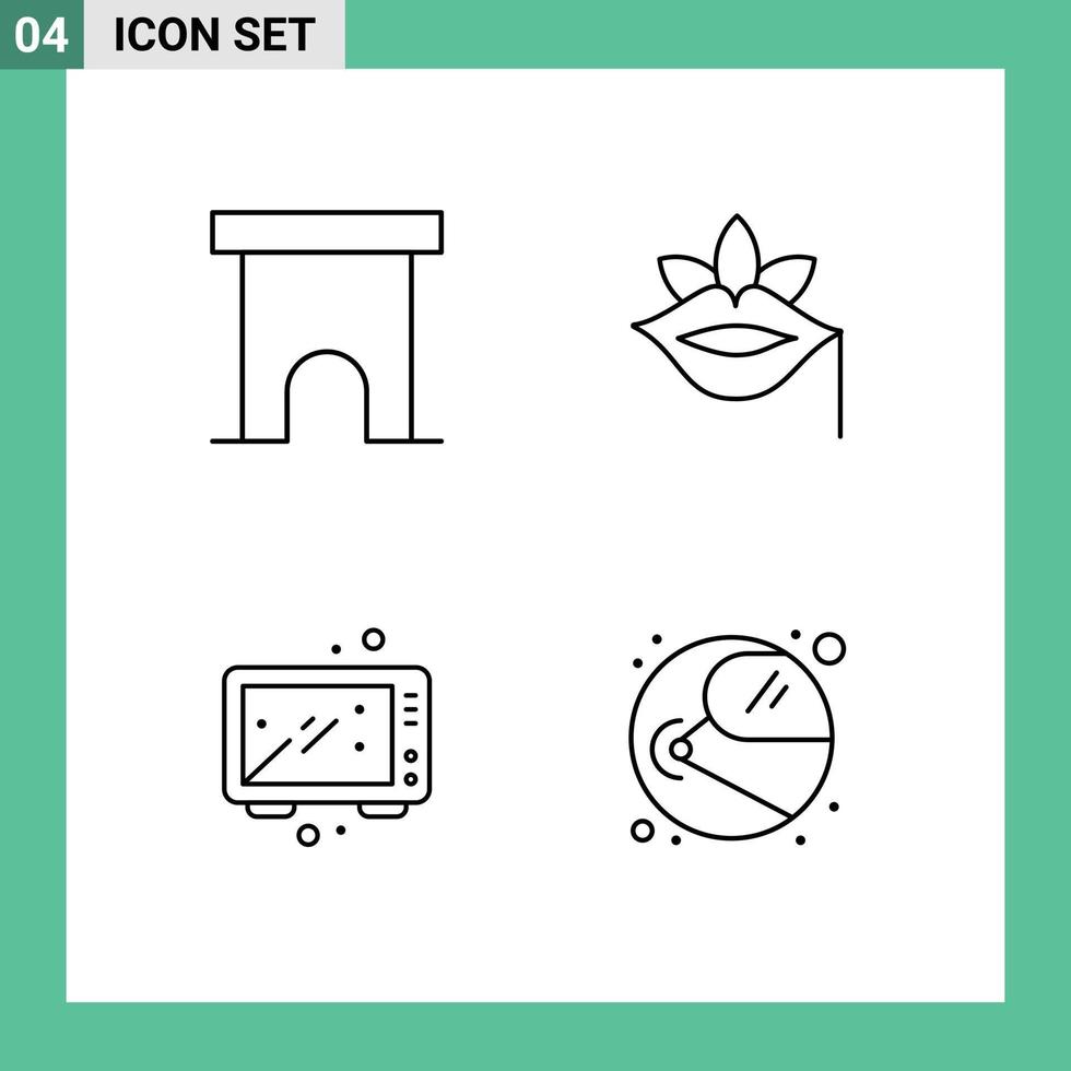 pacote de ícones vetoriais de estoque de 4 sinais e símbolos de linha para a construção de elementos de design de vetores editáveis de cozinha de flor de loja de primavera