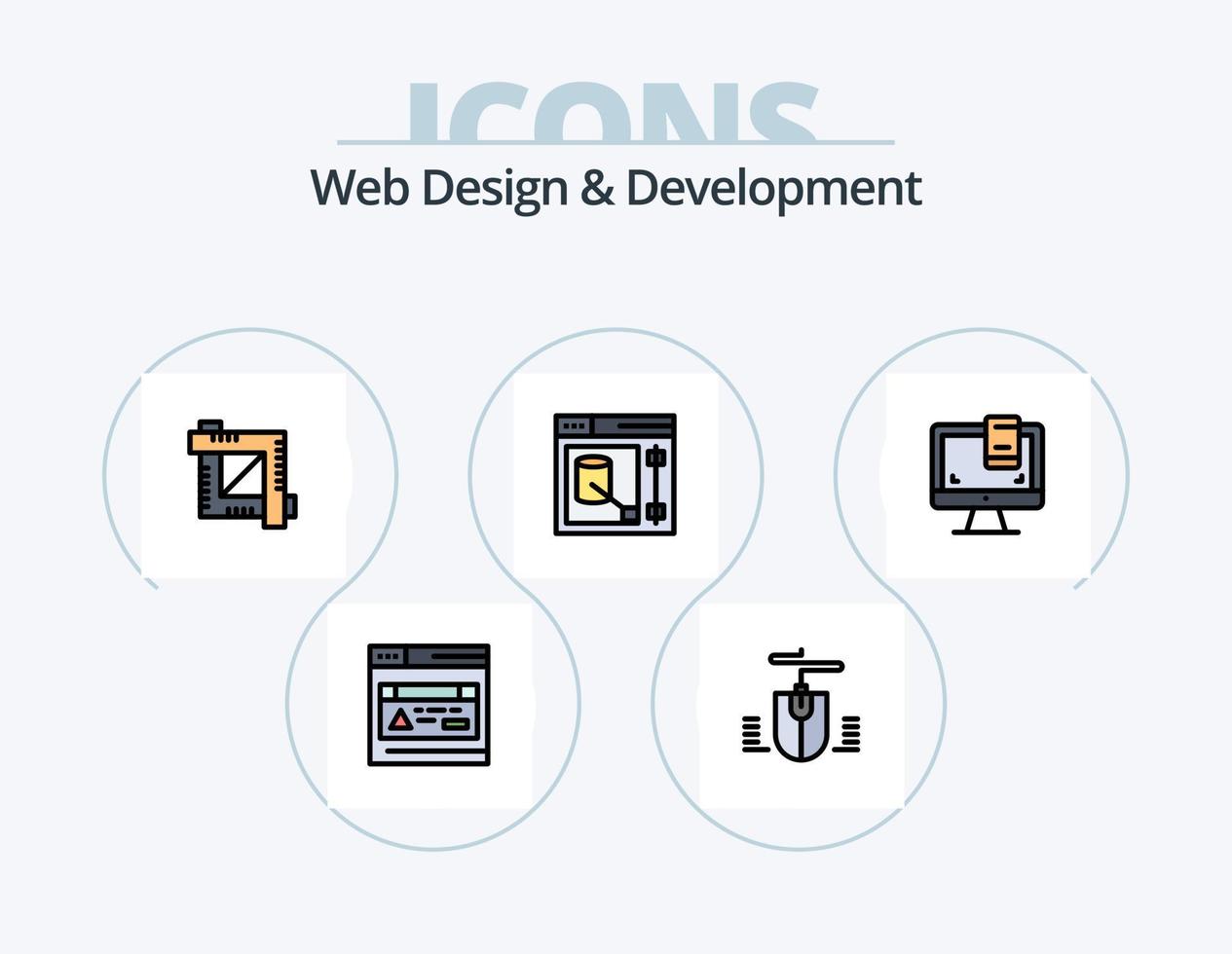 design de web design e linha de desenvolvimento cheia de ícones pack 5 design de ícones. . rede . página da Internet . dia vetor