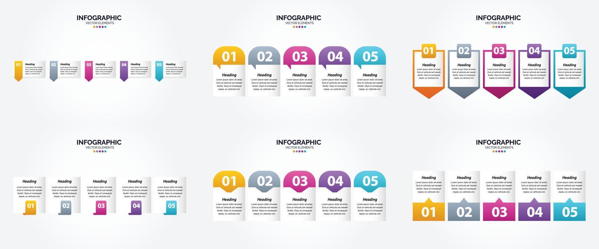 conjunto de design plano de infográficos de ilustração vetorial para folheto publicitário e revista vetor