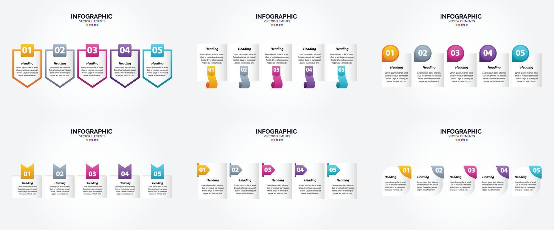 conjunto de design plano de infográficos de ilustração vetorial para folheto publicitário e revista vetor